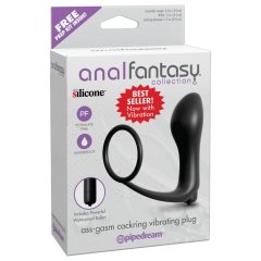   Analfantasy - analny wibrator na palec z pierścieniem na penisa (czarny)
