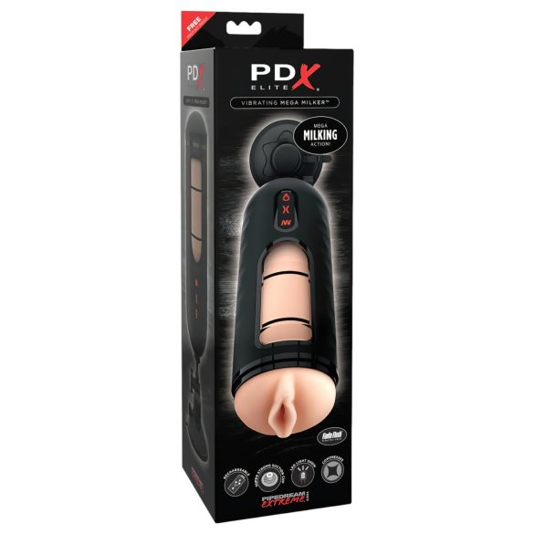 PDX Elite Mega Milker - wibrujący masturbator w formie waginy (czarny)
