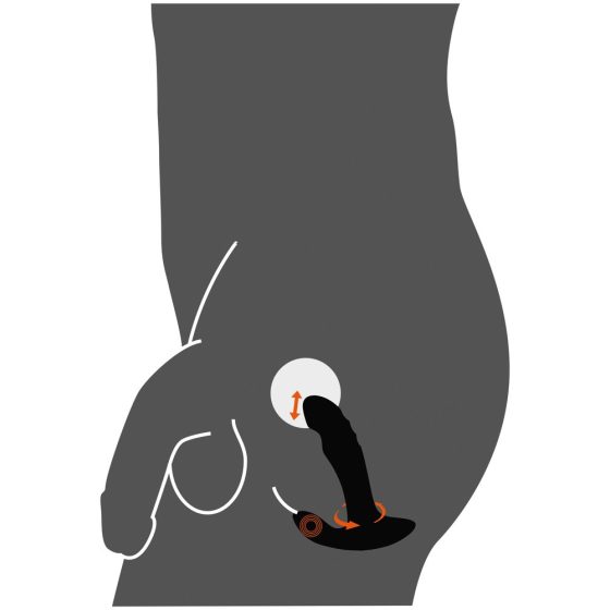 Rebel - ładowalny obrotowy masażer prostaty z koralikami (czarny)
