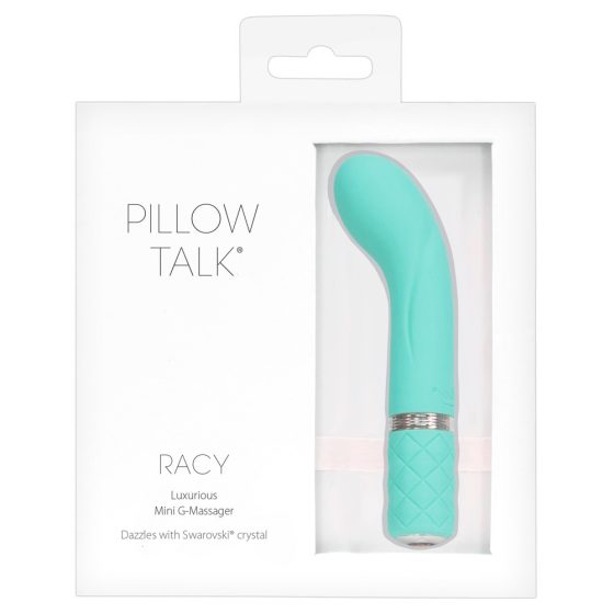 Pillow Talk Racy - ładowalny, wąski wibrator punktu G (turkusowy)