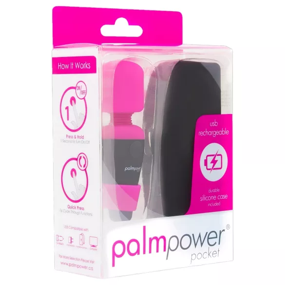 PalmPower - mini wibrator do masażu - różowo-czarny
