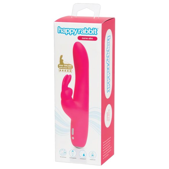 Happyrabbit Curve Slim - wodoodporny wibrator z ramieniem do stymulacji (różowy)