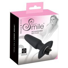   SMILE Butt Plug - silikonowy wibrator analny z możliwością ładowania (czarny)