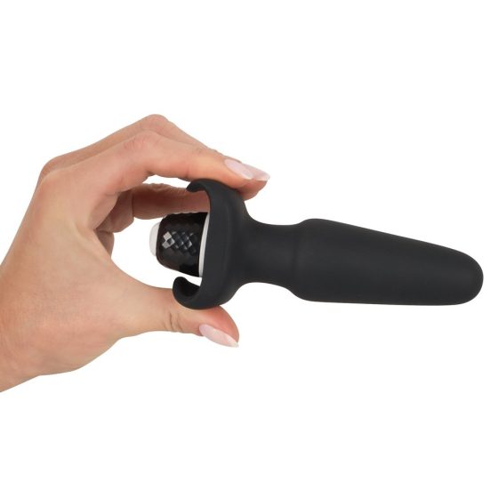 SMILE Butt Plug - silikonowy wibrator analny z możliwością ładowania (czarny)