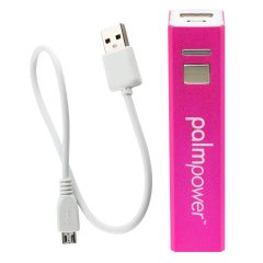   PalmPower Wand - wibrator masujący USB z powerbankiem (różowo-szary)