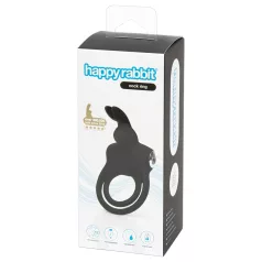   Happyrabbit Cock - pierścień na penisa i jądra - wodoodporny, akumulator, czarny