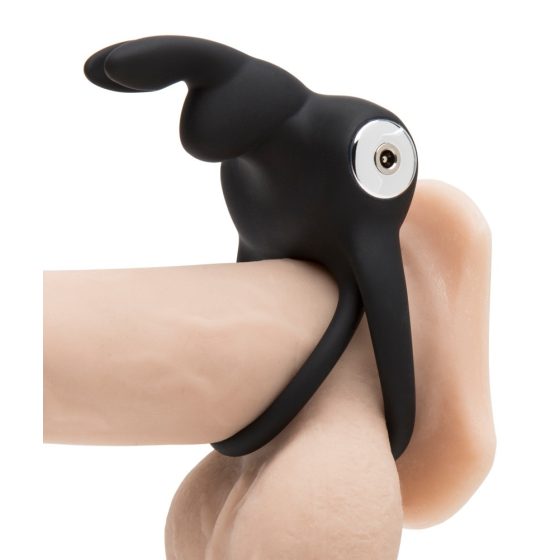Happyrabbit Cock - wodoodporny, ładowalny pierścień na penisa i jądra (czarny)