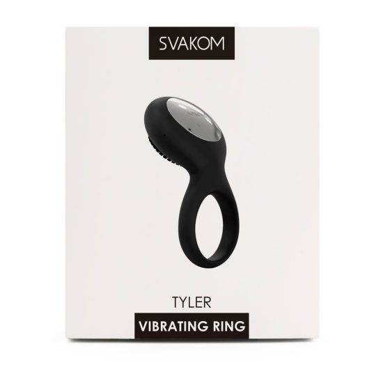 Svakom Tyler - zasilany bateryjnie, wodoodporny, wibrujący pierścień na penisa (czarny)