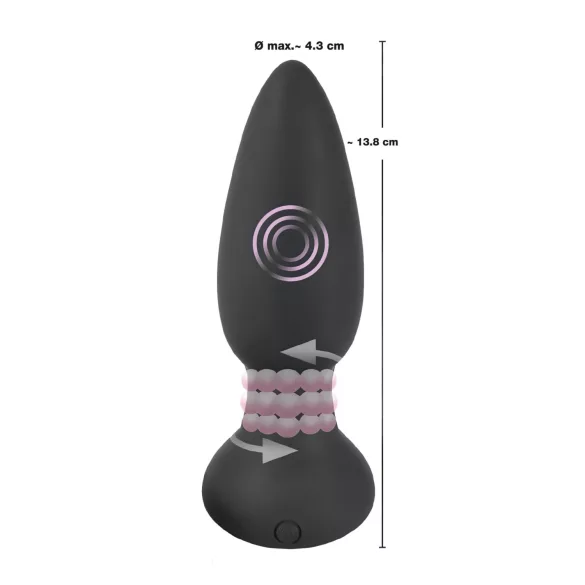 Black Velvets - wibrujący analny stymulator z obrotowymi kulkami - czarny