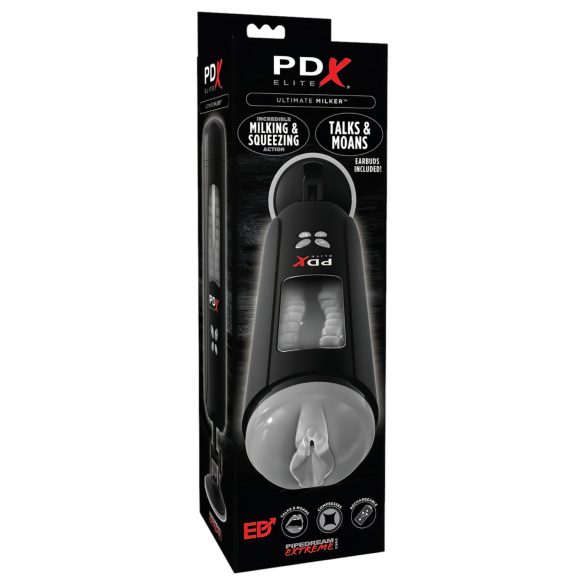 PDX Ultimate Milker - ssąco-wibrujący masturbator (czarny)