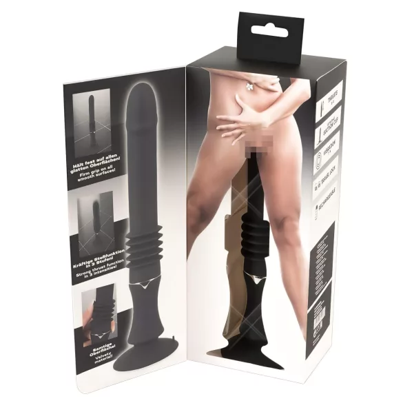 You2Toys - maszyna do seksu - wibrator z przyssawką i funkcją pchania - czarny