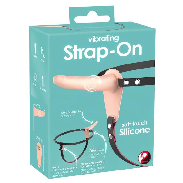 You2Toys - Strap-On - akumulatorowy, przypinany wibrator (naturalny)
