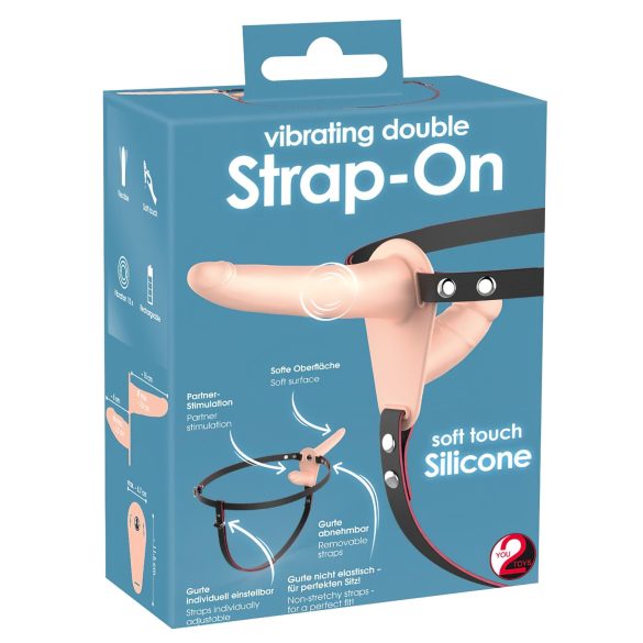 You2Toys - Strap-On - podwójny wibrator do przypięcia (naturalny)