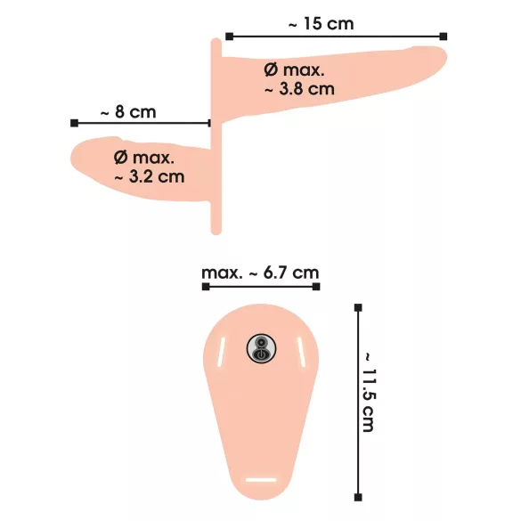 You2Toys - strap-on podwójny wibrator - silikonowy - kolor cielisty