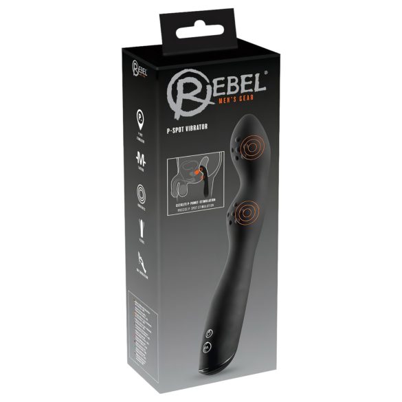 Rebel P-Spot - Podwójny silnik, czarny masażer prostaty