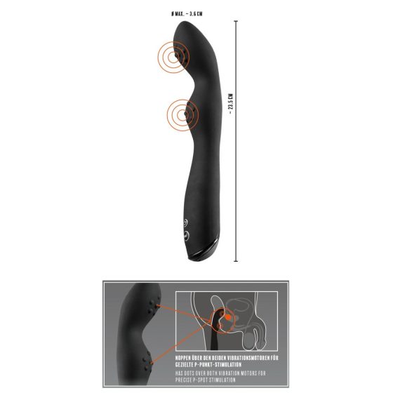 Rebel P-Spot - wibrator prostaty z podwójnym silnikiem (czarny)