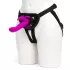 Happyrabbit Strap-On - króliczkowy wibrator do przypinania z ramieniem łechtaczkowym (fioletowy)