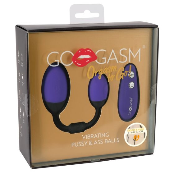 GoGasm Pussy & Ass - ładowalny radiowy zestaw wibrujący (fioletowo-czarny)