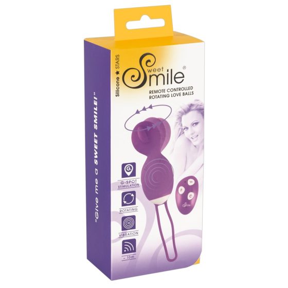 SMILE Love Ball - zasilane bateryjnie, sterowane radiowo, obracające się wibrujące jajko (fioletowe)