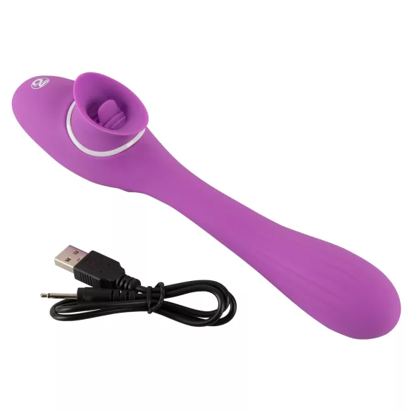 You2Toys - wibrator 2w1 z funkcją pulsacji - ładowalny silikonowy fioletowy