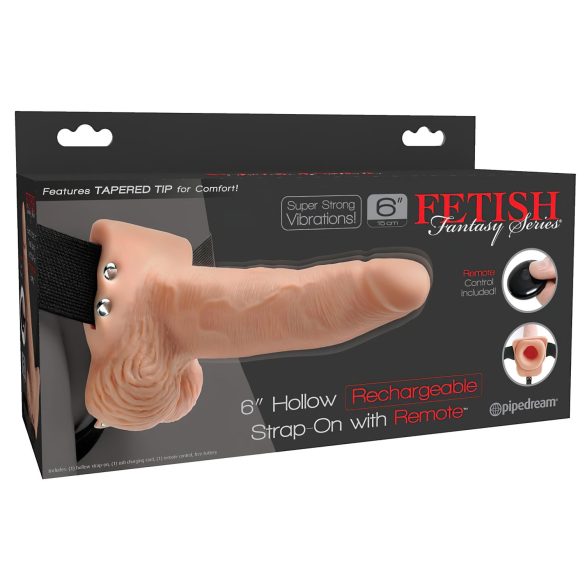 Fetish Strap-On 6 - przypinany, pusty wibrator (naturalny)
