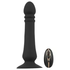   Black Velvets - wibrator analny z funkcją pchającą, akumulatorowy, czarny