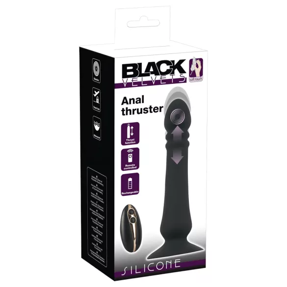 Black Velvets - wibrator analny z funkcją pchającą, akumulatorowy, czarny