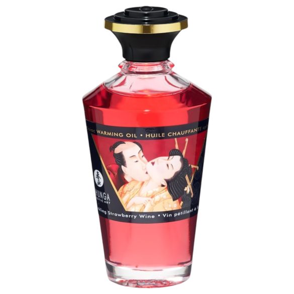 Shunga - rozgrzewający olejek do masażu - szampan-truskawka (100ml)