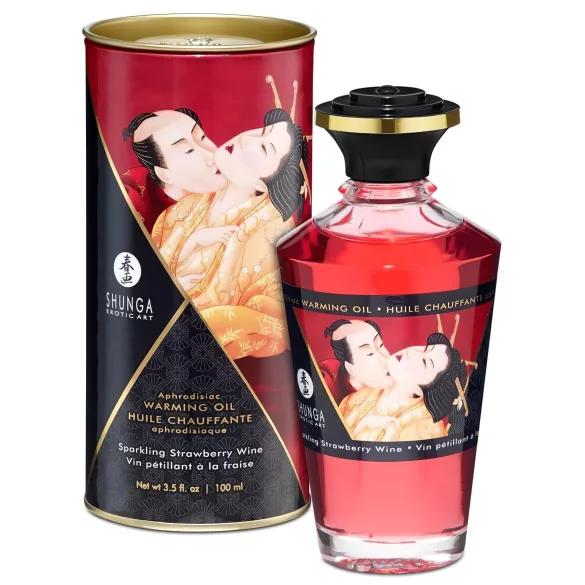 Shunga - olejek do masażu rozgrzewający - truskawka z szampanem - 100ml