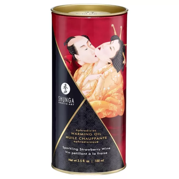 Shunga - olejek do masażu rozgrzewający - truskawka z szampanem - 100ml