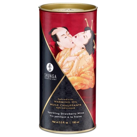 Shunga - rozgrzewający olejek do masażu - szampańska truskawka (100ml)