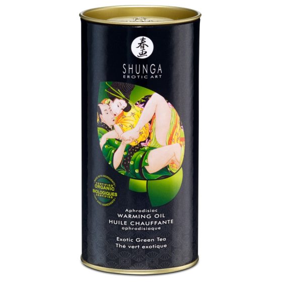 Shunga - rozgrzewający olejek do masażu - zielona herbata (100ml)