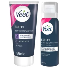   Veet - krem do depilacji miejsc intymnych i nawilżająca pianka dla kobiet (2×50 ml)