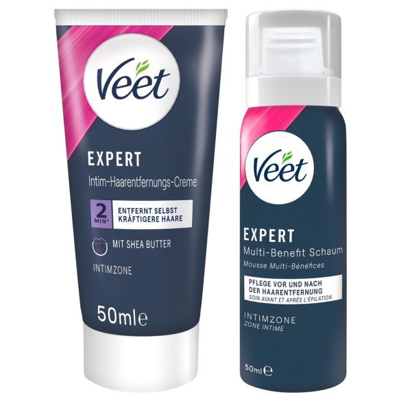 Veet - krem do depilacji miejsc intymnych i nawilżająca pianka dla kobiet (2×50 ml)