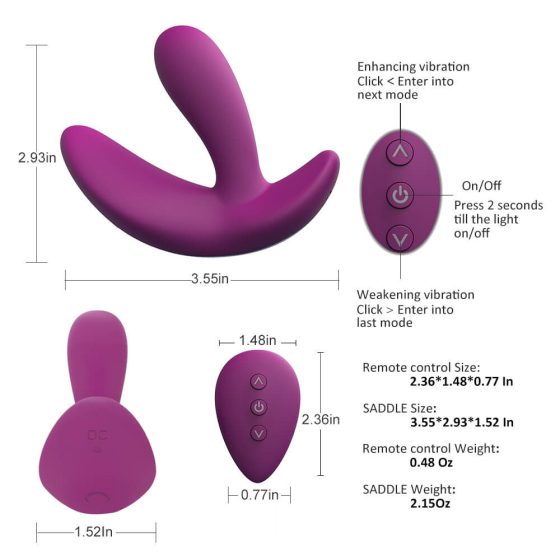 Cotoxo Saddle - bezprzewodowy, zdalnie sterowany wibrator prostaty (viola)