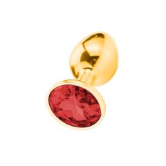 Sunfo - metalowe dildo analne z kamieniem (złoto-czerwone)