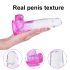 Sunfo - przezroczysty fioletowy 22 cm dildo z przyssawką i jądrami