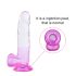 Sunfo - przezroczysty fioletowy 22 cm dildo z przyssawką i jądrami