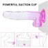 Sunfo - przezroczysty fioletowy 22 cm dildo z przyssawką i jądrami