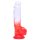 Sunfo – przyssawkowy dildo z jądrami - 21 cm (przezroczysty-czerwony)