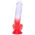 Sunfo – przyssawkowy dildo z jądrami - 21 cm (przezroczysty-czerwony)