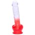Sunfo – przyssawkowy dildo z jądrami - 21 cm (przezroczysty-czerwony)