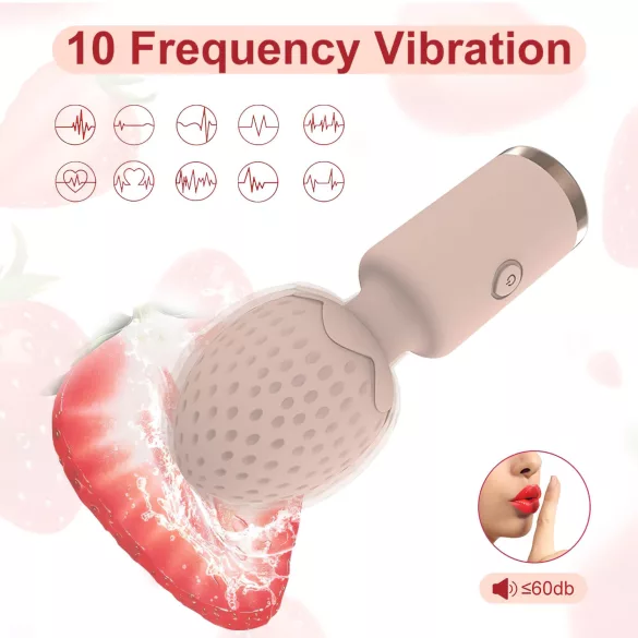 Sunfo Strawberry - mini wibrujący masażer wodoodporny - różowy