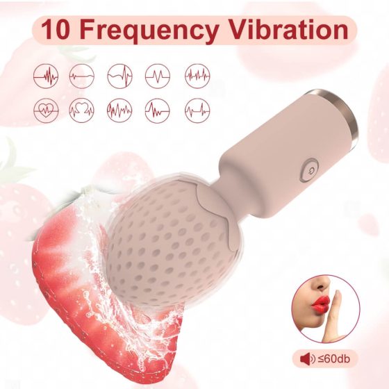 Sunfo Strawberry - ładowalny, wodoodporny mini wibrator z masażerem (różowy)