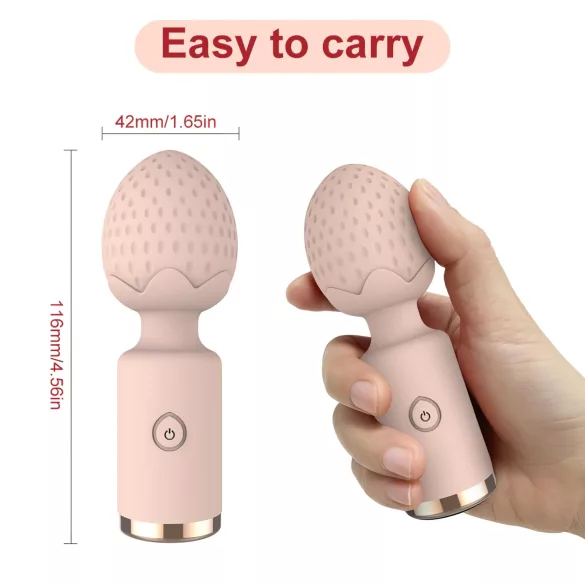 Sunfo Strawberry - mini wibrujący masażer wodoodporny - różowy