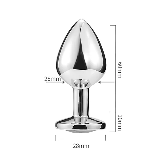Sunfo - korek analny metalowy z różowym kryształem - srebrny