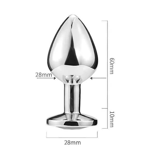 Sunfo - korek analny metalowy ze szklanym sercem srebrny-różowy