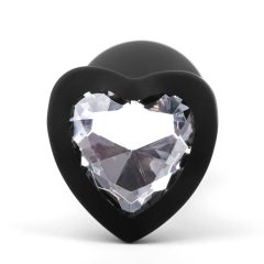   Sunfo - Silikonowe dildo analne z kamieniem w kształcie serca (czarno-białe)