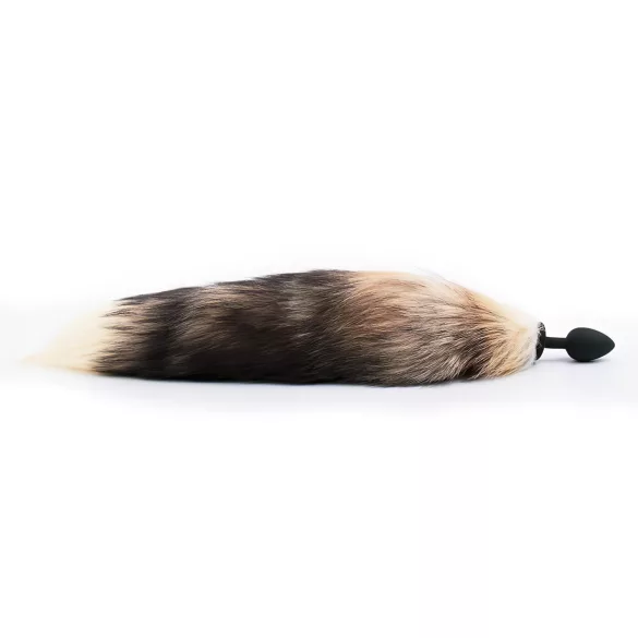 Sunfo - korek analny z ogonem lisa - silikonowy - czarno-czerwony