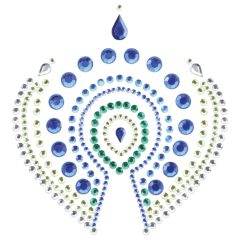   Zestaw biżuterii intymnej z błyszczącymi diamentami - 3 części (zielono-niebieski)